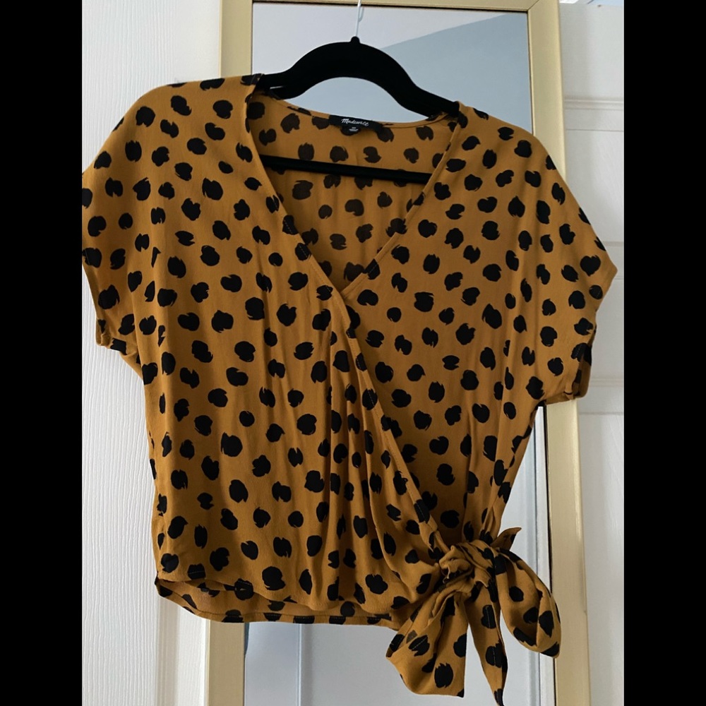Madewell xs crop top with leopard print